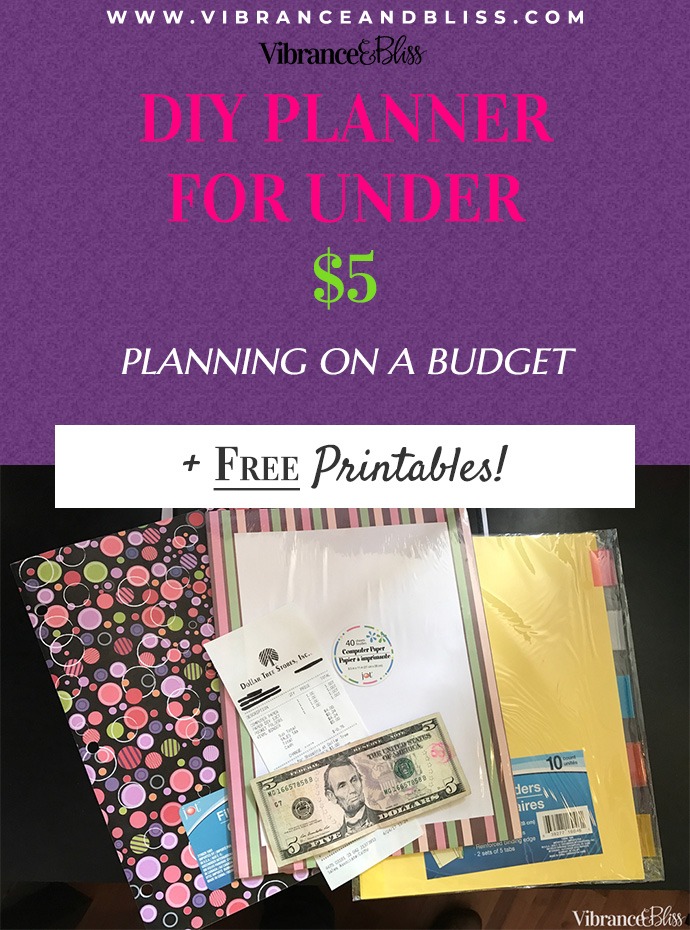 DIY your own planner for less than $5 with a combination of things you probably already have, free printables, and a quick trip to a discount store.